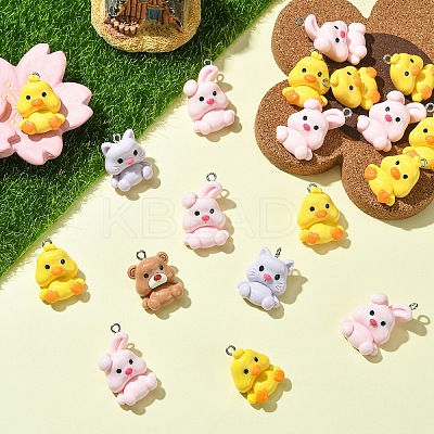 20Pcs Animal Series Opaque Resin Pendants CRES-YW0002-51-1