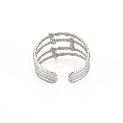 Non-Tarnish 304 Stainless Steel 4 Line Open Cuff Ring for Women LS-RJEW-S405-158P-1