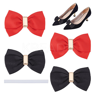 2 Sets 2 Colors Polyester Bowknot Shoe Decoration FIND-PH0010-25-1