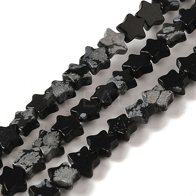 Natural Snowflake Obsidian Beads Strands G-G085-B37-02-1