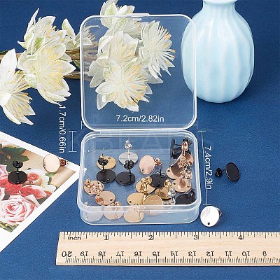 32Pcs 4 Colors 304 Stainless Steel Stud Earring Findings STAS-SC0004-33-1