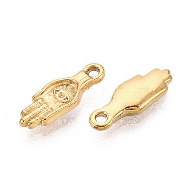 304 Stainless Steel Hamsa Hand with Eye Charms STAS-T072-47G-1