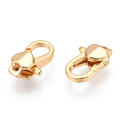 Brass Heart Lobster Claw Clasps KK-N254-10G-1
