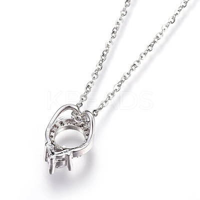 Brass Micro Pave Clear Cubic Zirconia Pendant Necklaces NJEW-O108-11P-1