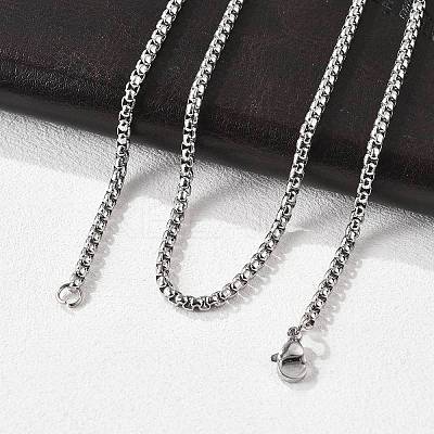 Tarnish Resistant 304 Stainless Steel Venetian Chain Box Chain Necklace Making LS-STAS-A028-N031P-A-1