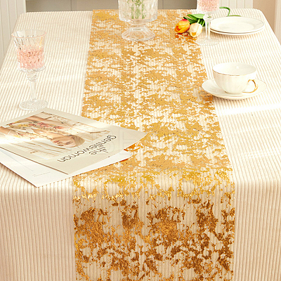 Gold Foil Polyester Mesh Tablecloth AJEW-WH0348-474-1