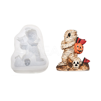 DIY Mini Halloween Mummy Food Grade Silicone Statue Molds LS-DIY-G054-C01-1