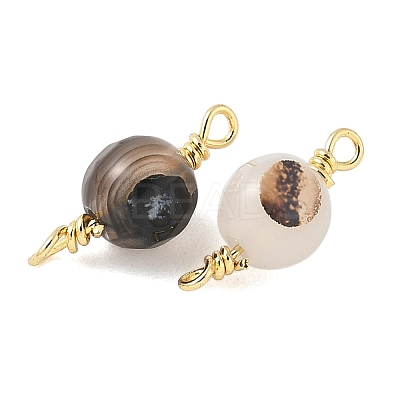 Dyed Natural Agate Faceted Round Connector Charms KK-C097-04G-05-1