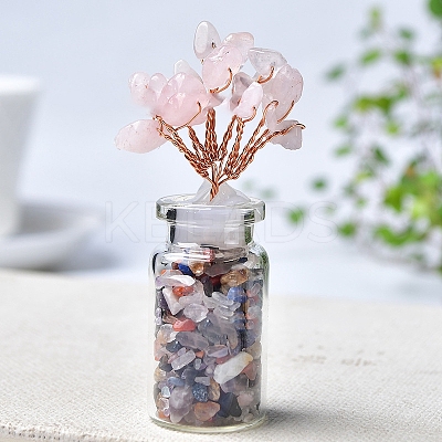 Natural Rose Quartz Chips Tree Decorations PW-WG38529-04-1