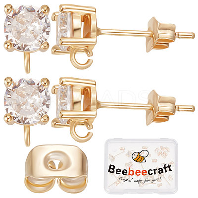 20Pcs Brass Stud Earring Findings KK-BBC0005-01-1
