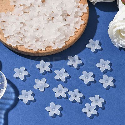 Frosted Acrylic Flower Beads PAB1936Y-10-1