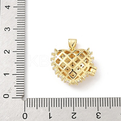 Heart Brass Clear Cubic Zirconia Locket Pendants KK-B141-10G-1