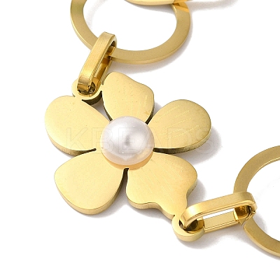 Flower & Heart 304 Stainless Steel Link Chain Bracelets for Women BJEW-I315-13G-1