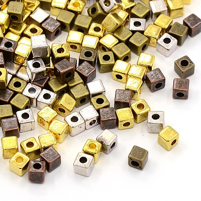 Tibetan Style Alloy Cube Spacer Beads TIBEB-X0011-NR-1