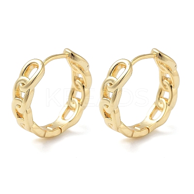 Brass Chain Charm Hoop Earrings for Women EJEW-F347-02G-02-1