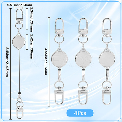 4Pcs Heavy Duty Alloy Retractable Keychain Clasps FIND-SC0016-49P-1