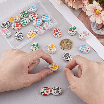 24Pcs 6 Colors Handmade Porcelain Beads PORC-WR0001-04-1