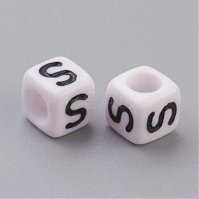 Acrylic Horizontal Hole Letter Beads PL37C9308-S-1