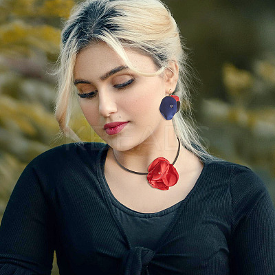 20Pcs 5 Style Silk Artificial Rose Flower Pendant PALLOY-TA00174-1