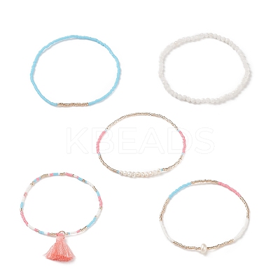 Glass Seed Beads Stretch Bracelet Sets BJEW-JB08955-1
