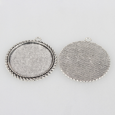 Tibetan Style Alloy Pendant Cabochon Settings TIBEP-N003-66AS-1