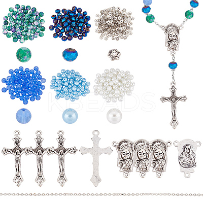 DIY Rosary Beaded Style Necklaces Bracelet Making Kit DIY-AR0003-71-1