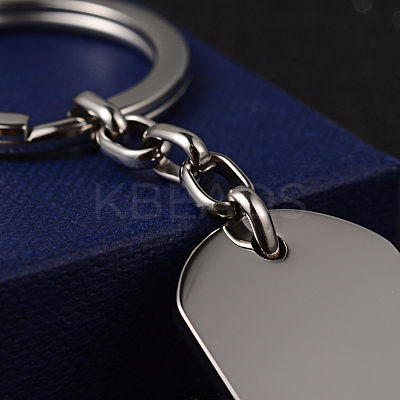Tarnish Resistant Rectangle 304 Stainless Steel Keychain KEYC-H014-02-1