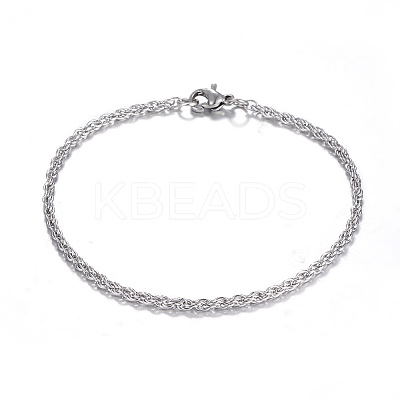 Tarnish Resistant 304 Stainless Steel Rope Chain Bracelets LS-BJEW-K002-08-1