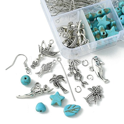 DIY Mixed Shapes Alloy & Synthetic Turquoise Dangle Earring Making Kits DIY-FS0006-33-1