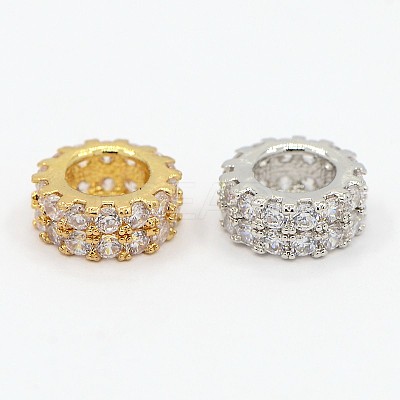 Brass Micro Pave Cubic Zirconia European Beads ZIRC-D026-07-1