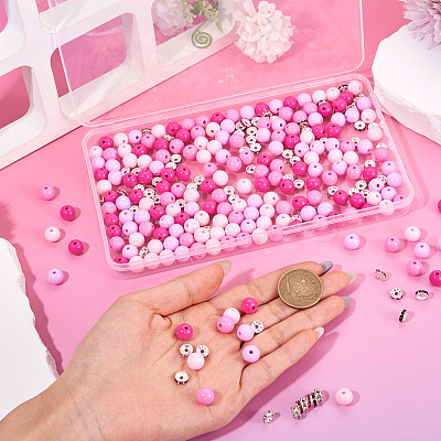 200Pcs 4 Colors Opaque Acrylic Beads MACR-TA0002-53-1