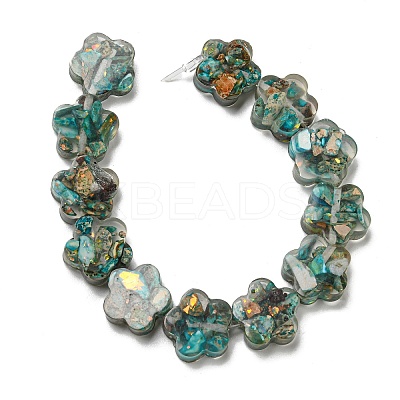 Dyed Natural Imperial Jasper with Resin Beads Strands G-G083-G01-01-1