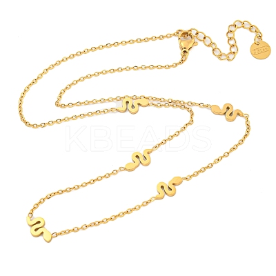 304 Stainless Steel Snake Stud Earring & Necklace Sets for Women SJEW-P003-02G-1