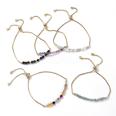 Adjustable Natural Gemstone Slider Bracelets BJEW-JB04929-1