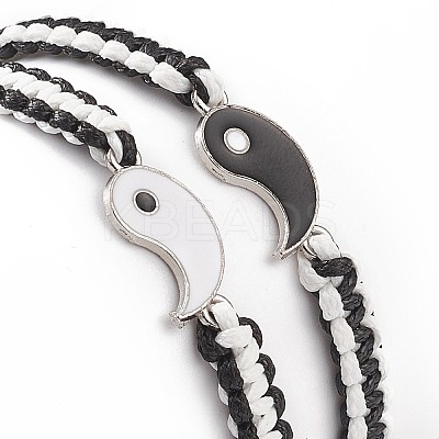 2Pcs 2 Color Alloy Enamel Yin Yang Matching Pendant Necklaces Set BJEW-TA00186-1