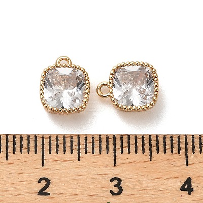 Brass Micro Pave Clear Cubic Zirconia Charms KK-B110-01G-05-1