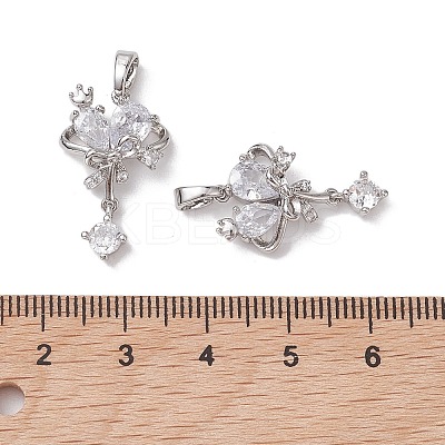 Brass Micro Pave Clear Cubic Zirconia Pendants KK-K360-10P-1