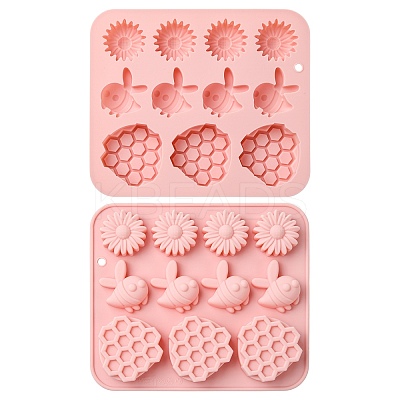 2Pcs Bees & Flower & Honeycomb Shape Silicone Molds ST-CJ0043-008-1