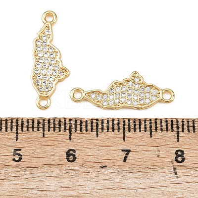 Brass Micro Pave Cubic Zirconia Map of Honduras Connector Charms KK-B161-09G-1
