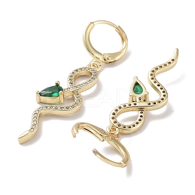 Real 18K Gold Plated Brass Dangle Leverback Earrings EJEW-L269-038G-1