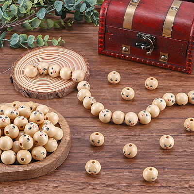 120Pcs Unfinished Natural Wood Beads WOOD-GF0002-21A-1
