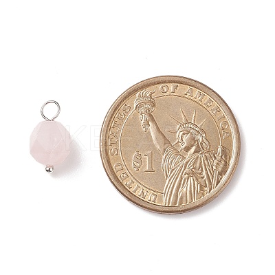 Faceted Natural Rose Quartz Pendants PALLOY-JF01694-04-1