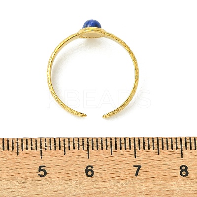 Gemstone Round 304 Stainless Steel Cuff Open Rings for Women RJEW-JR01063-1