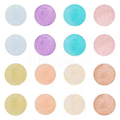 80Pcs 8 Colors Spray Painted Natural Capiz Shell Pendants BSHE-TA0001-24-1