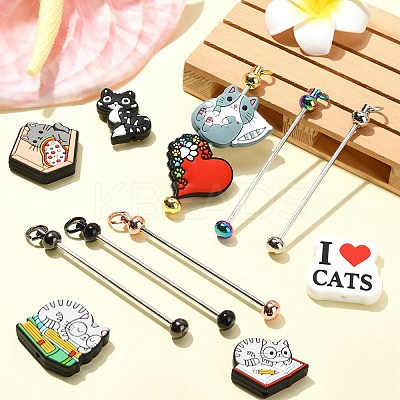 6Pcs 6 Styles Iron Bar Beadable Keychain for Jewelry Making DIY Crafts IFIN-CJ0002-37-1