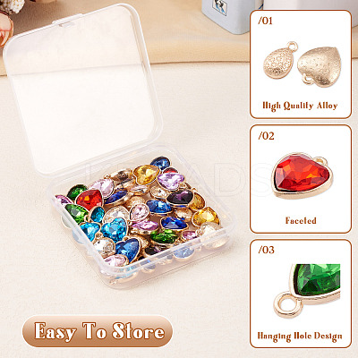 40Pcs 20 Styles Faceted Glass Rhinestone Pendants GLAA-TA0001-44-1