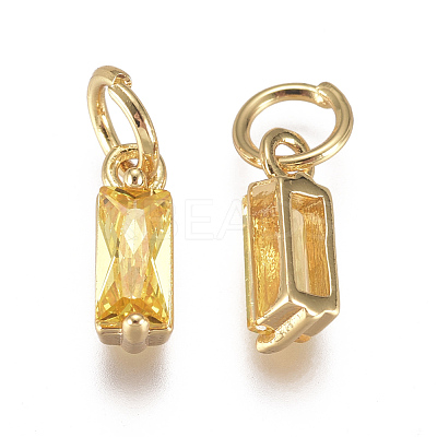 Brass Micro Pave Cubic Zirconia Charms ZIRC-F111-03G-1
