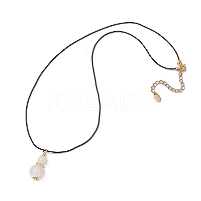 Natural Selenite Gourd Pendant Necklaces NJEW-JN05246-03-1