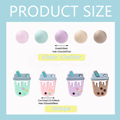 DIY Bubble Tea & Round Silicone Keychain Making Kits DIY-YW0011-19-1