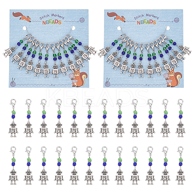 Robot Pendant Stitch Markers HJEW-AB00294-1